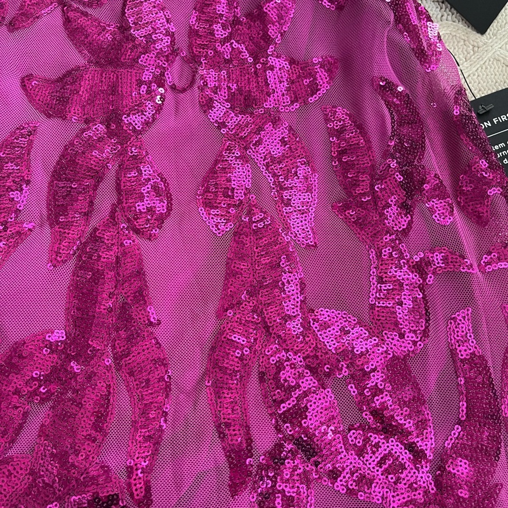 NEW! Lulus Magenta Purple Sequin Shine Lace Up Mini Dress Size Small - Picture 13 of 14